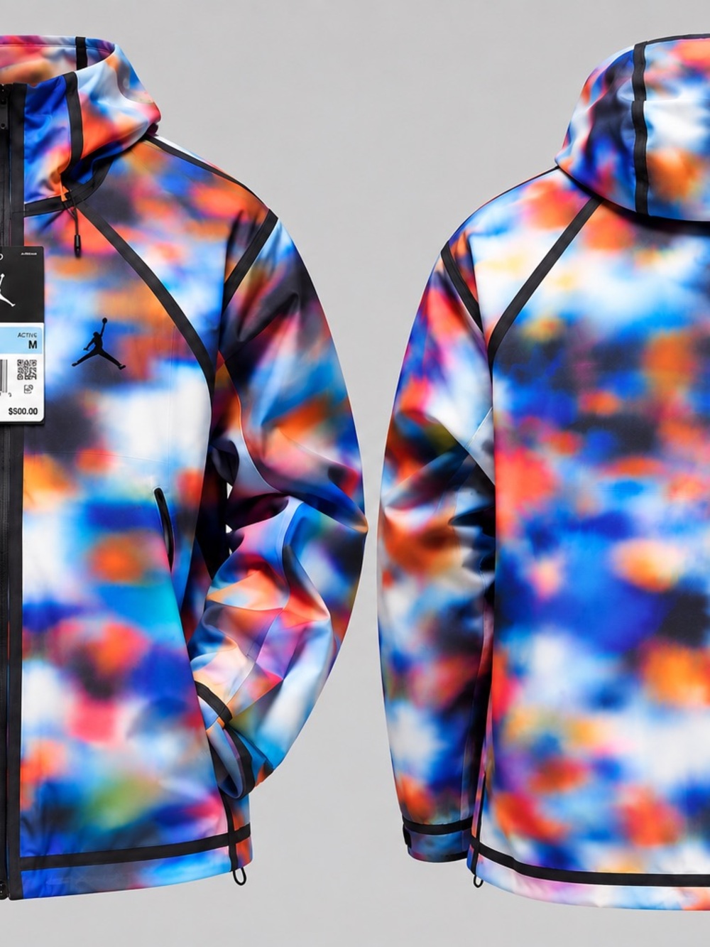 Jordan Men’s Multicolor Blur-Print Hooded Raincoat